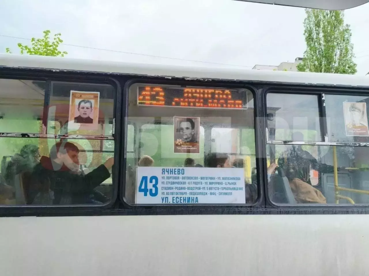 Портреты бойцов в Белгороде решили разместить на окнах общественного транспорта.