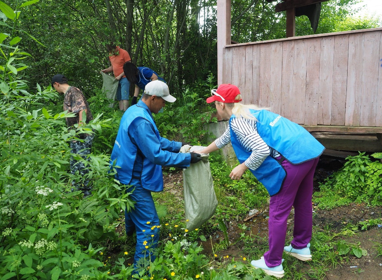 Участники ЦБК и жители Голованова очистили берег реки Чусовой в Перми