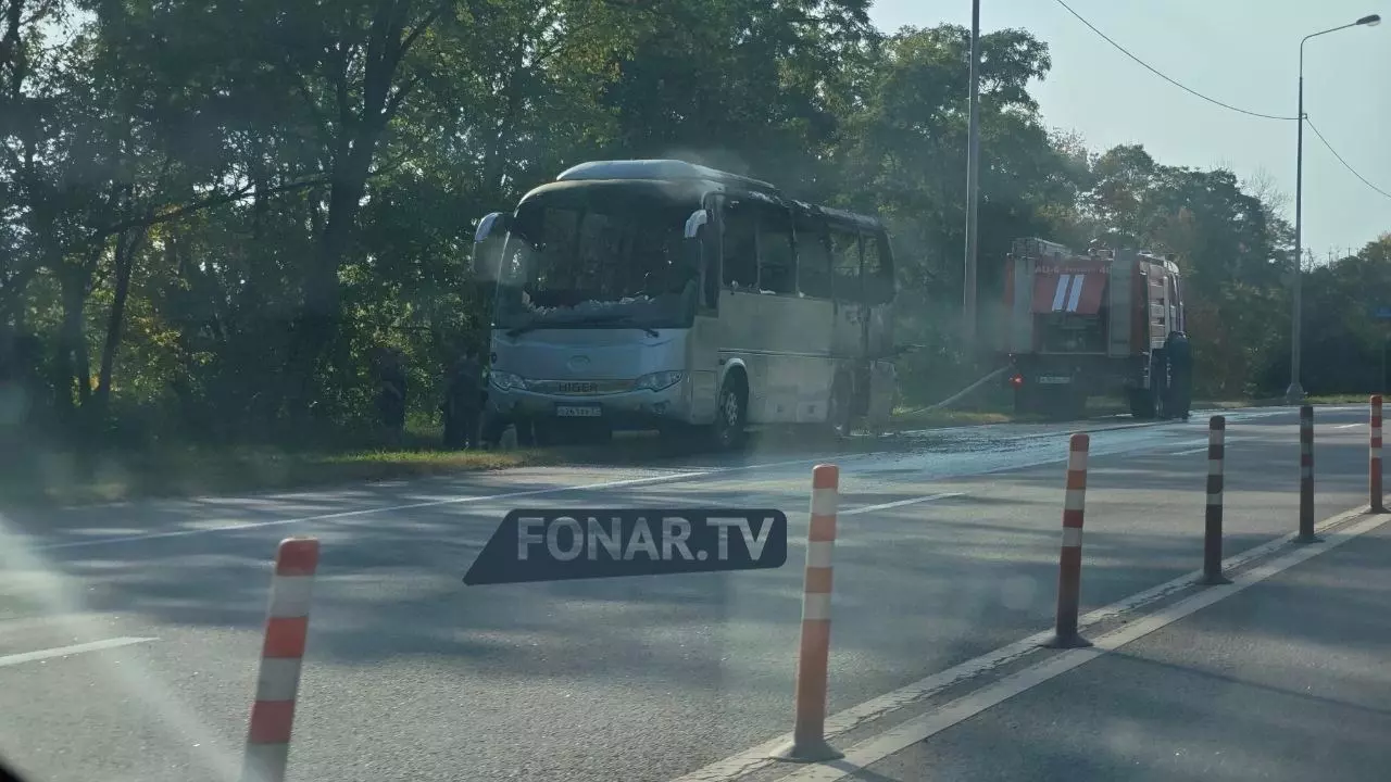 В Белгородской области сгорел автобус