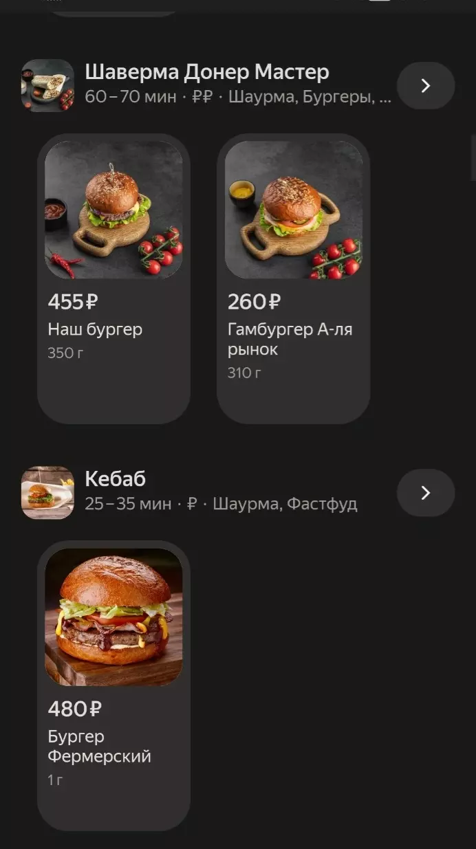 Цена на бургеры в Белгороде