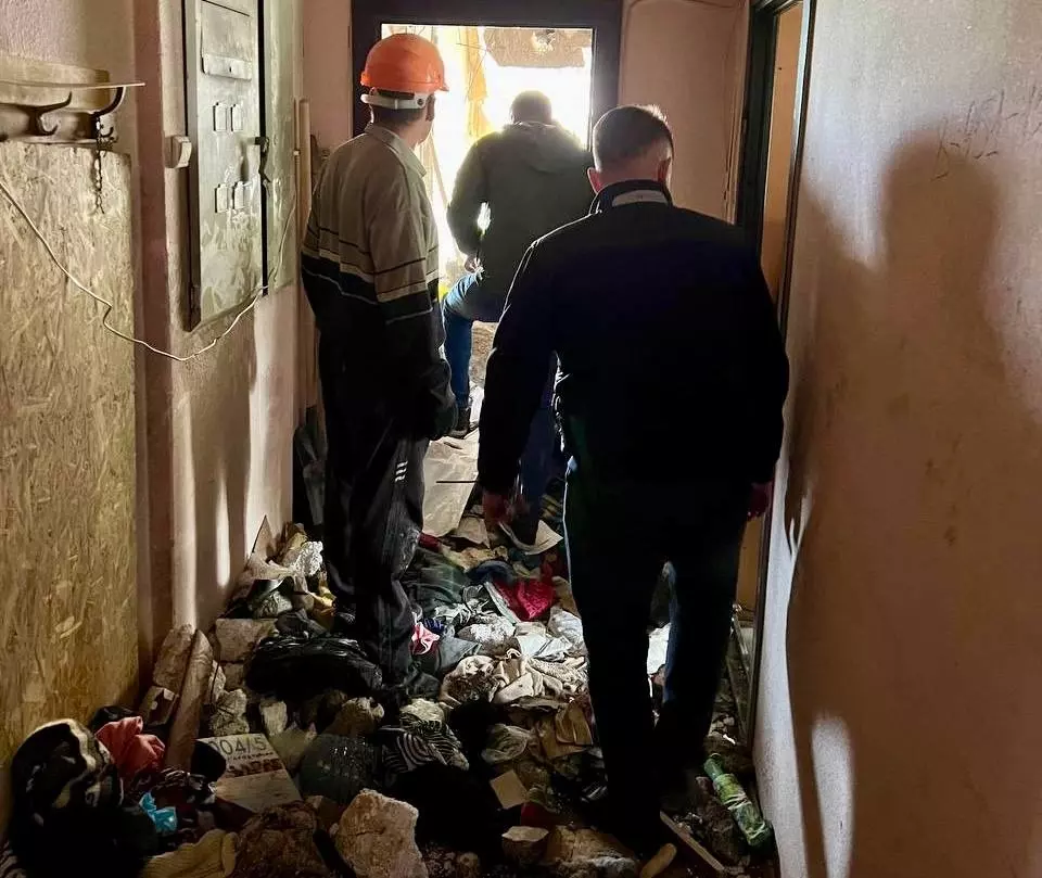 Разрушения в доме на улице Щорса в Белгороде 
