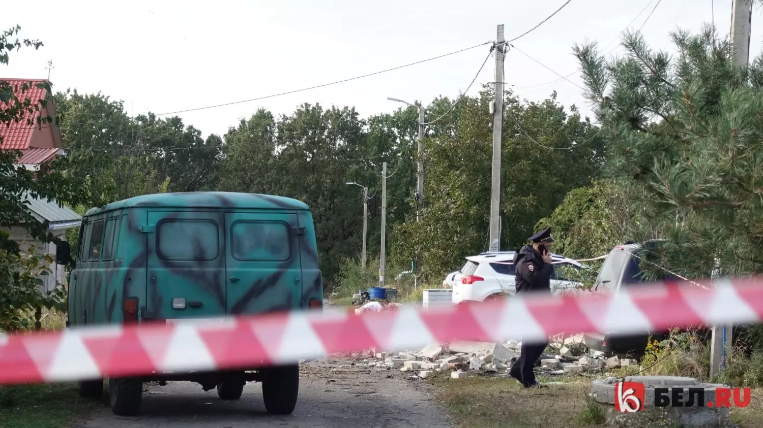Место падения беспилотника в Белгороде