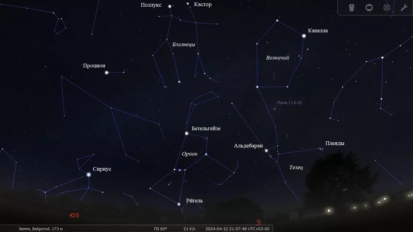 Карта звёздного неба в апреле