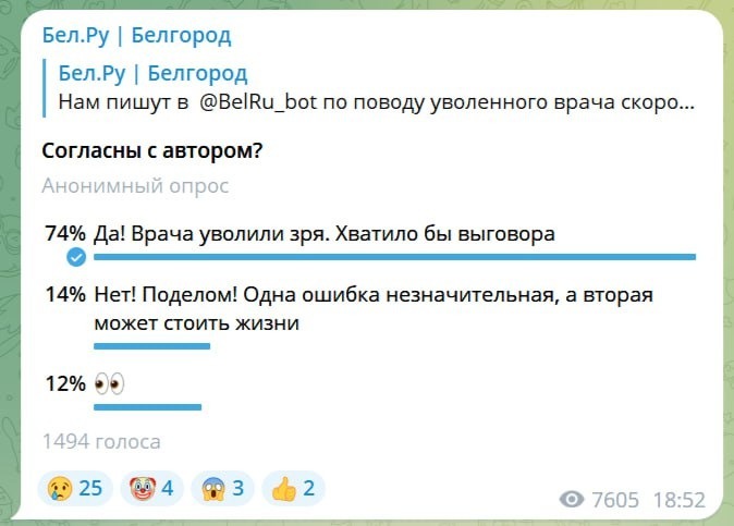 Итоги опроса в Telegram-канале Бел.Ру